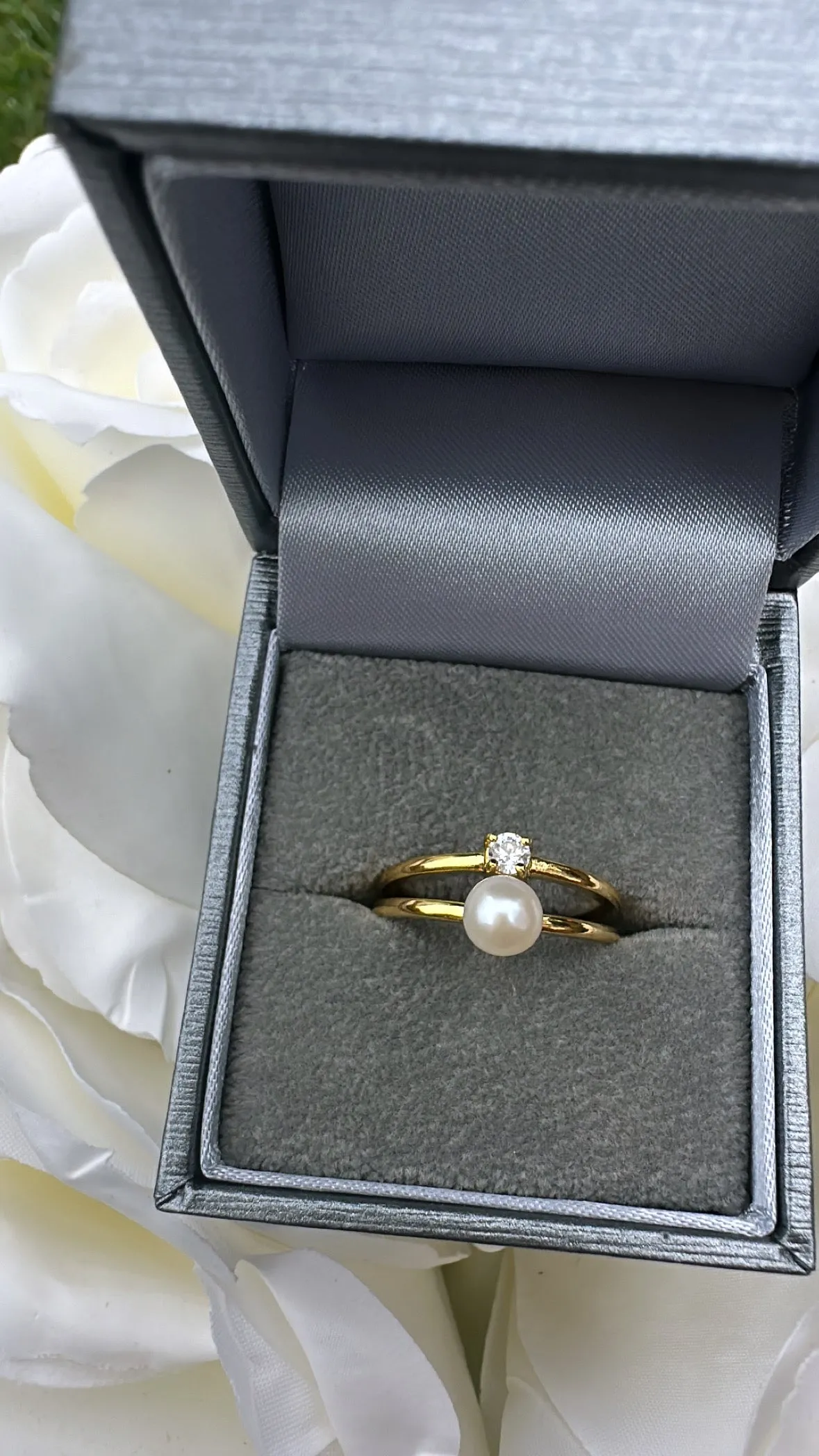 Gold Plated Pearl Ring- Sterling Silver