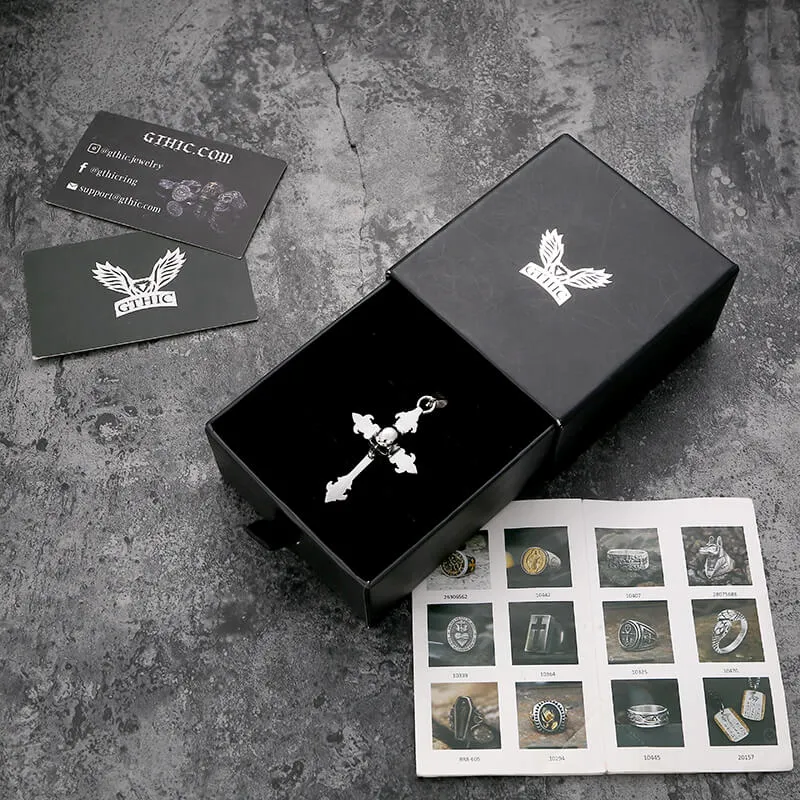 Gothic Cross Stainless Steel Skull Pendant