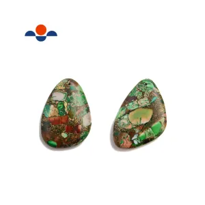 Green Sea Sediment Jasper Pendant Teardrop or Irregular Shape Approx 30x40mm