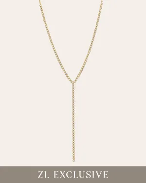 Half Diamond Tennis Lariat Necklace
