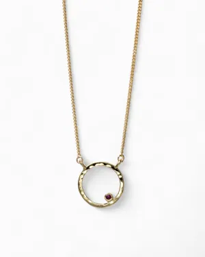 Hammered Gold Birthstone Ring Pendant