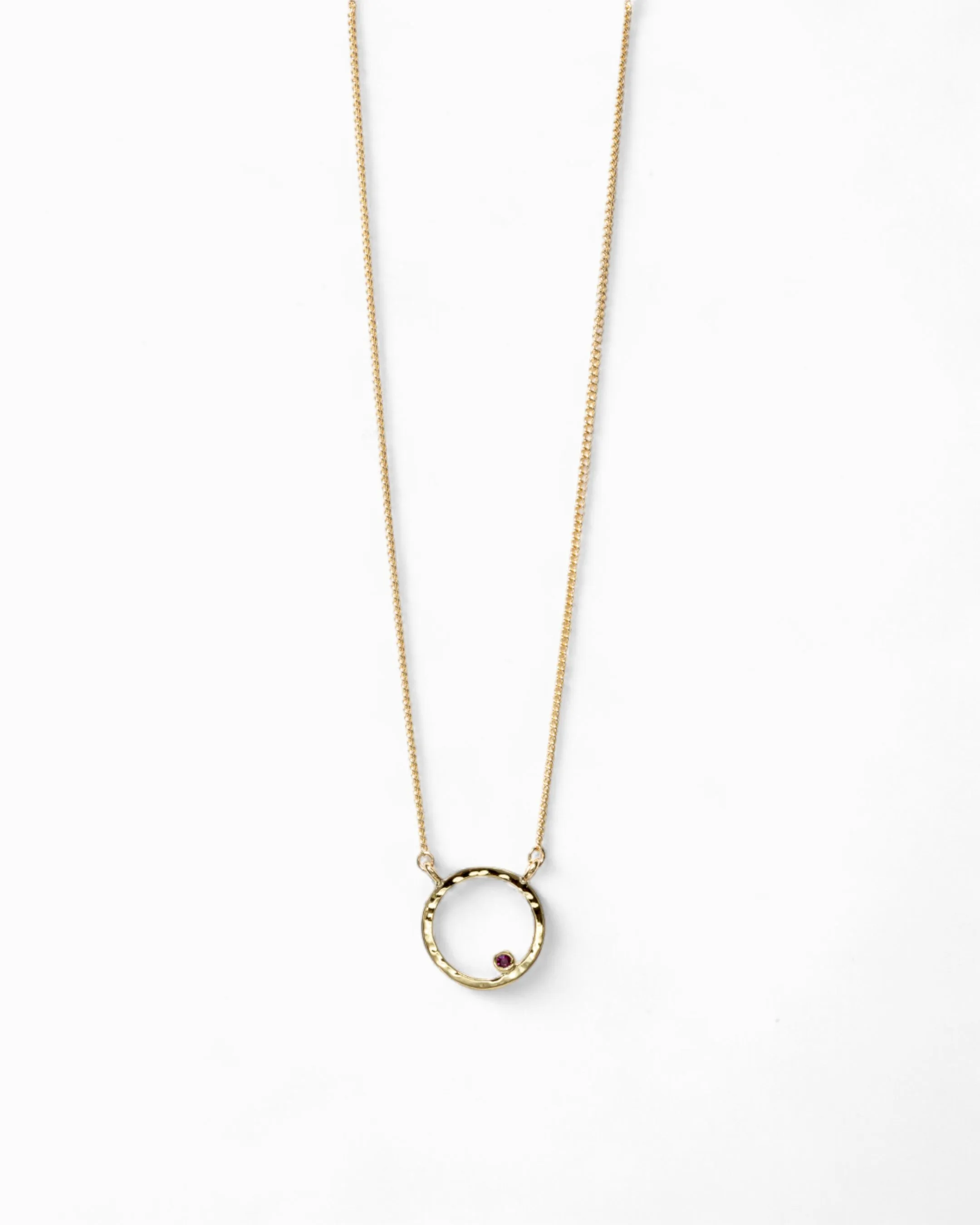 Hammered Gold Birthstone Ring Pendant
