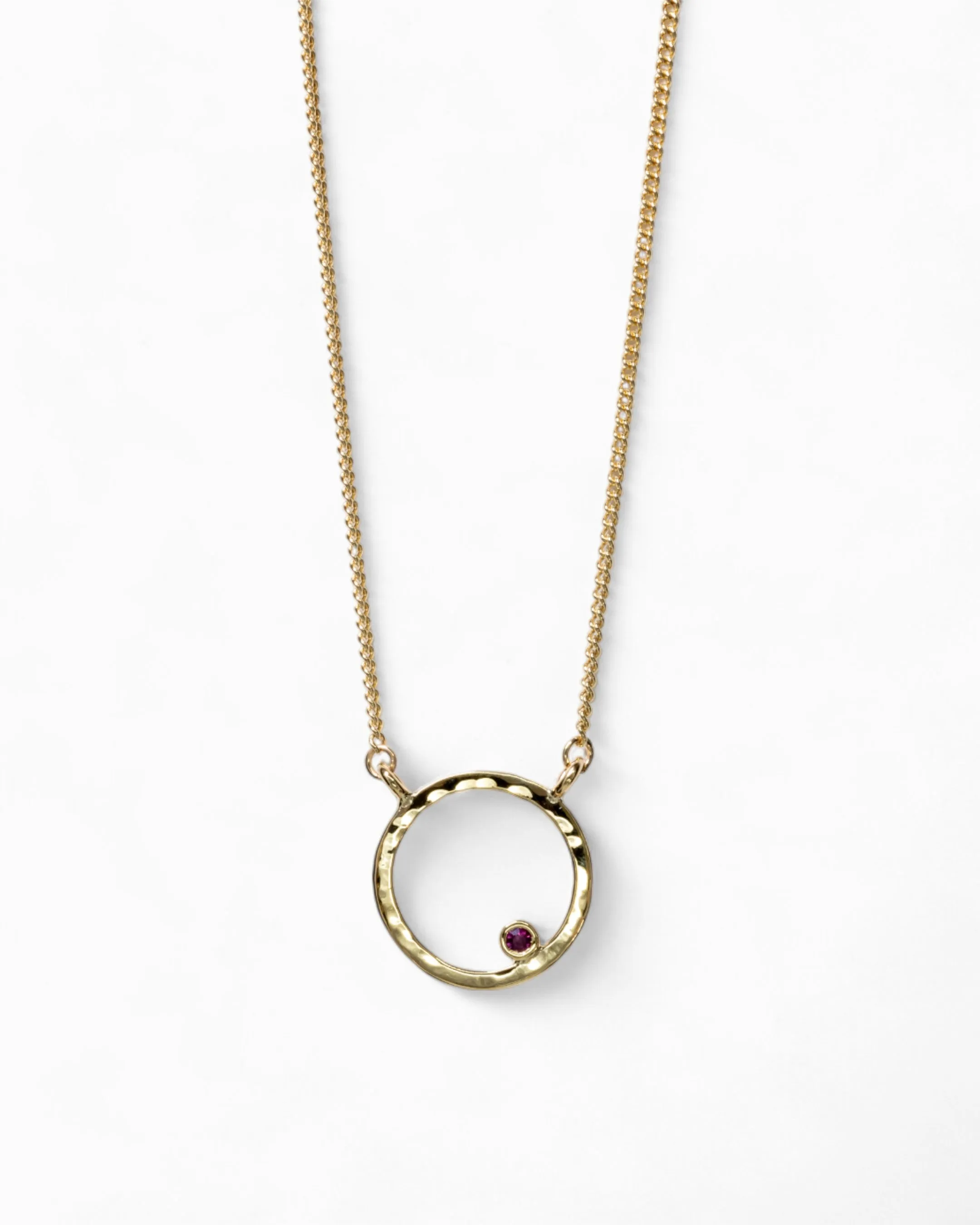 Hammered Gold Birthstone Ring Pendant