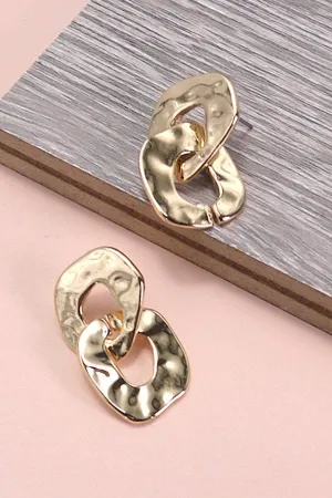 Hammered Irregular Shape Earring | Gold