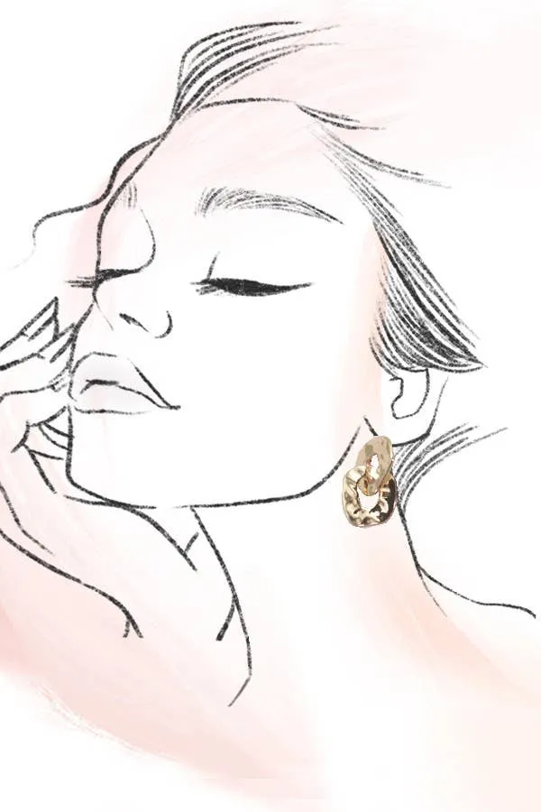 Hammered Irregular Shape Earring | Gold