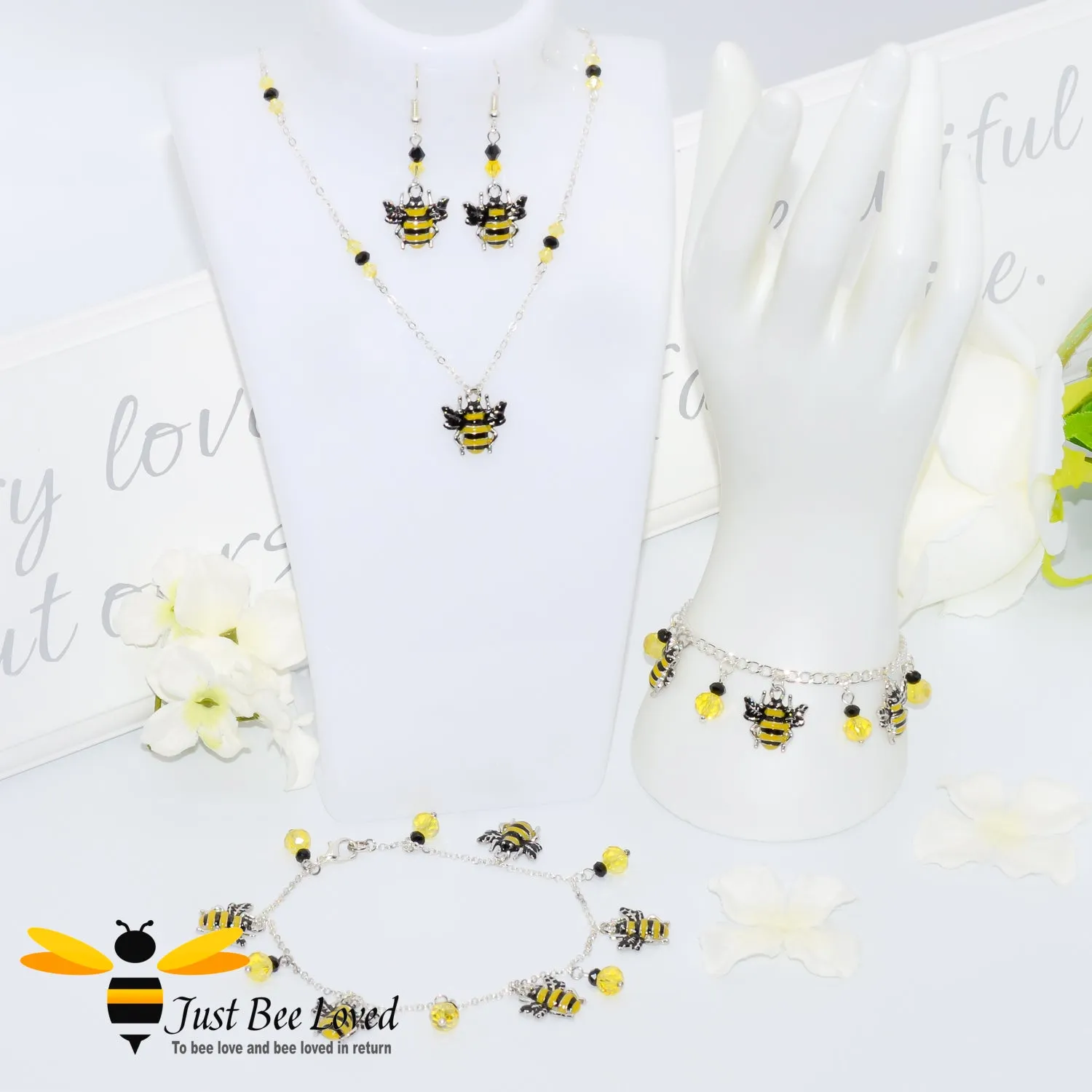 Handmade Enamel Bees & Beads Bracelet