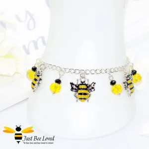 Handmade Enamel Bees & Beads Bracelet