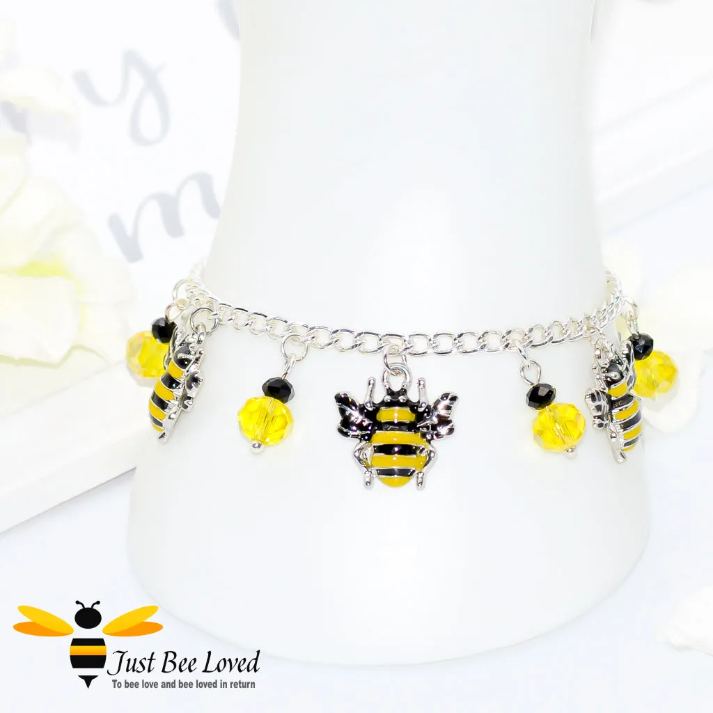 Handmade Enamel Bees & Beads Bracelet