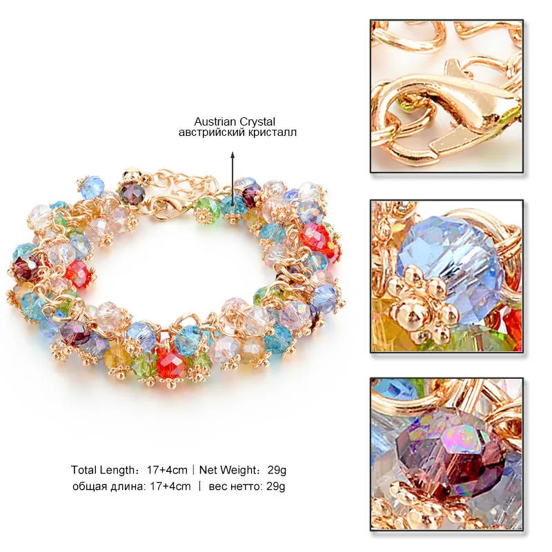 Handmade Gold Crystal Bracelets For Women Girls Best Friends Famous Brand Charm Bracelet Friendship Jewelry