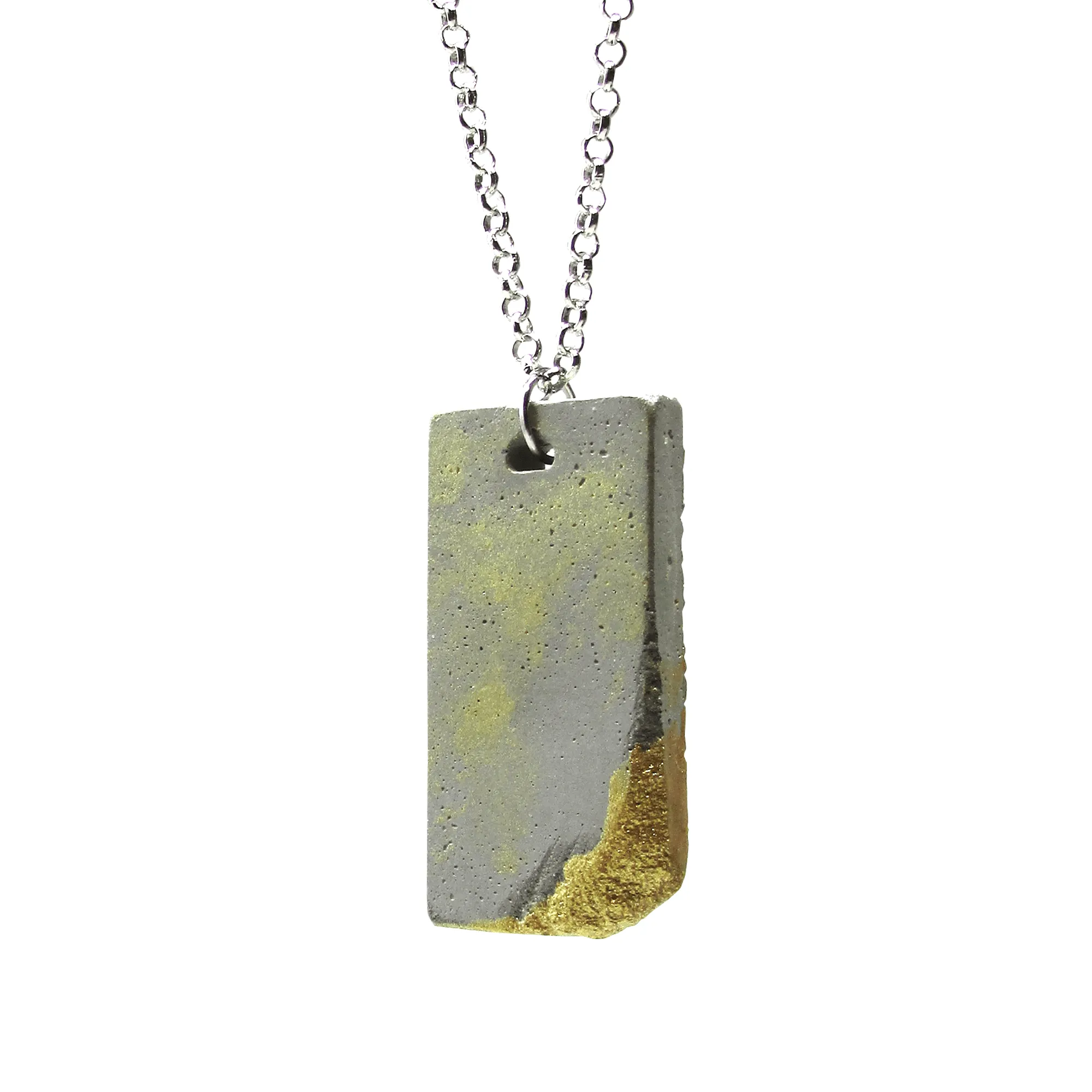Handmade Minimalist Style Concrete Gold Smudged Pendant Necklace
