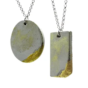 Handmade Minimalist Style Concrete Gold Smudged Pendant Necklace