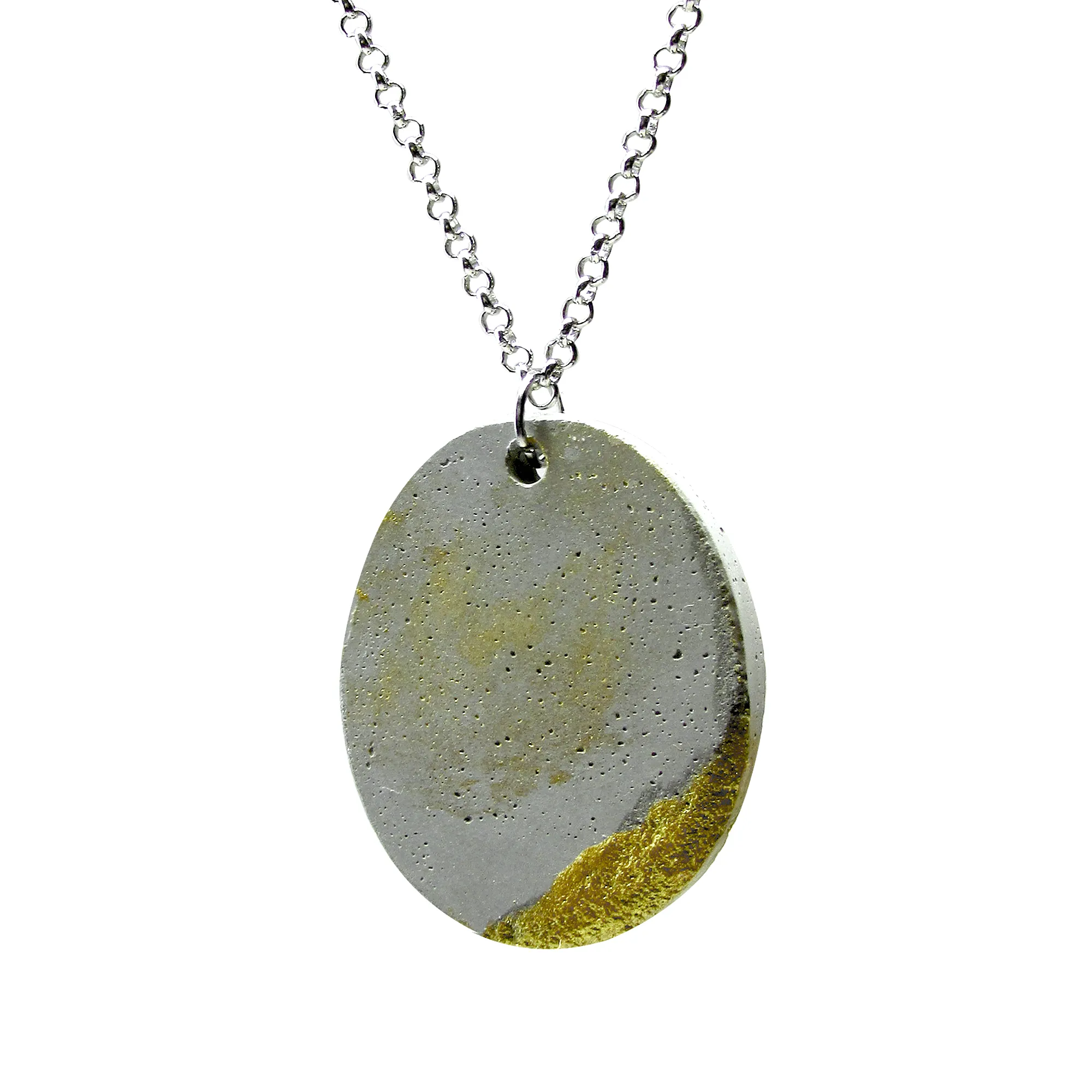 Handmade Minimalist Style Concrete Gold Smudged Pendant Necklace