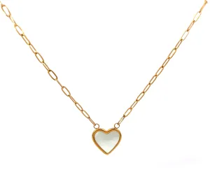 Heart Pendant Necklace with Paper Clip Chain