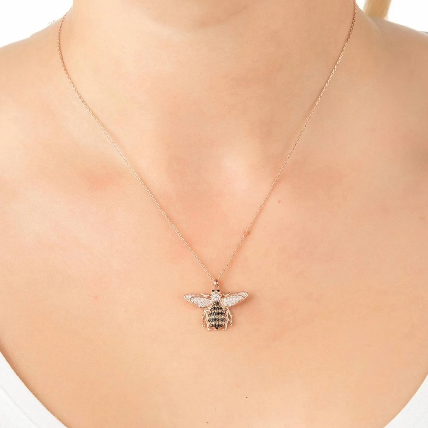 Honey Bee Pendant Necklace Dipped in Gold