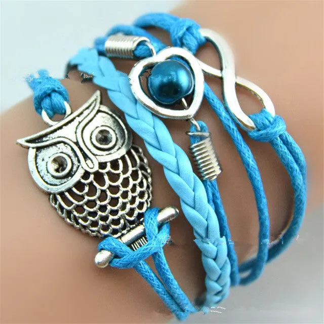Hot 1 Pc Women Lady Fashion Infinity Friendship Multilayer Charm Leather Bracelets Jewelry Gift