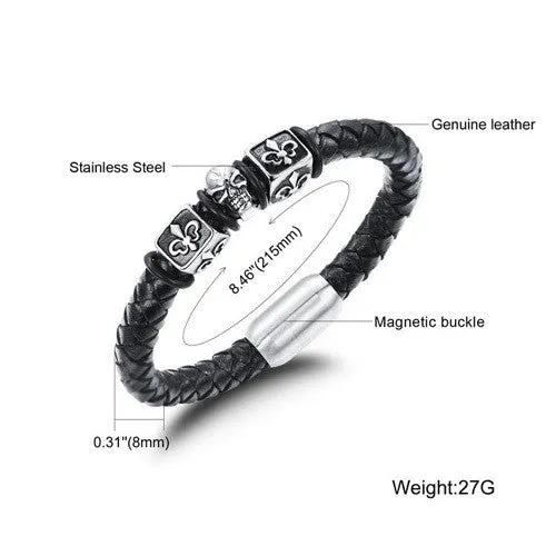 Hot sale new fashion jewelry men's stainless steel skull bracelets leather bracelet rock man accessories