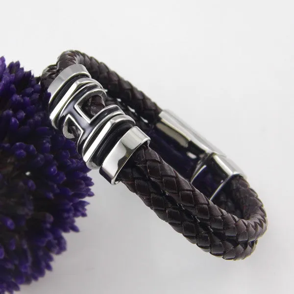 Hot Sell! Brand Bracelet 316 l Stainless Steel Punk Men And Women Braided Leather Bracelet