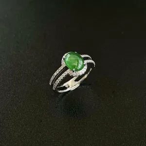 Ice-translucent full-green egg-face jadeite ring-ZROLMA(JZ2024920001)