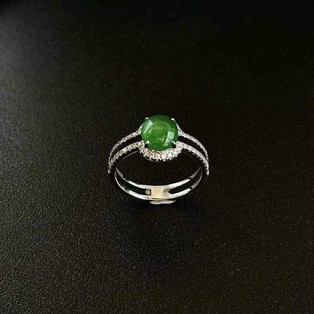 Ice-translucent full-green egg-face jadeite ring-ZROLMA(JZ2024920001)