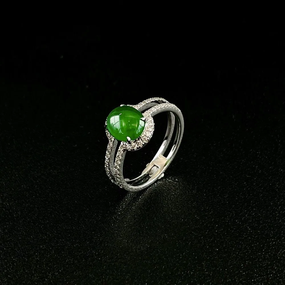 Ice-translucent full-green egg-face jadeite ring-ZROLMA(JZ2024920001)