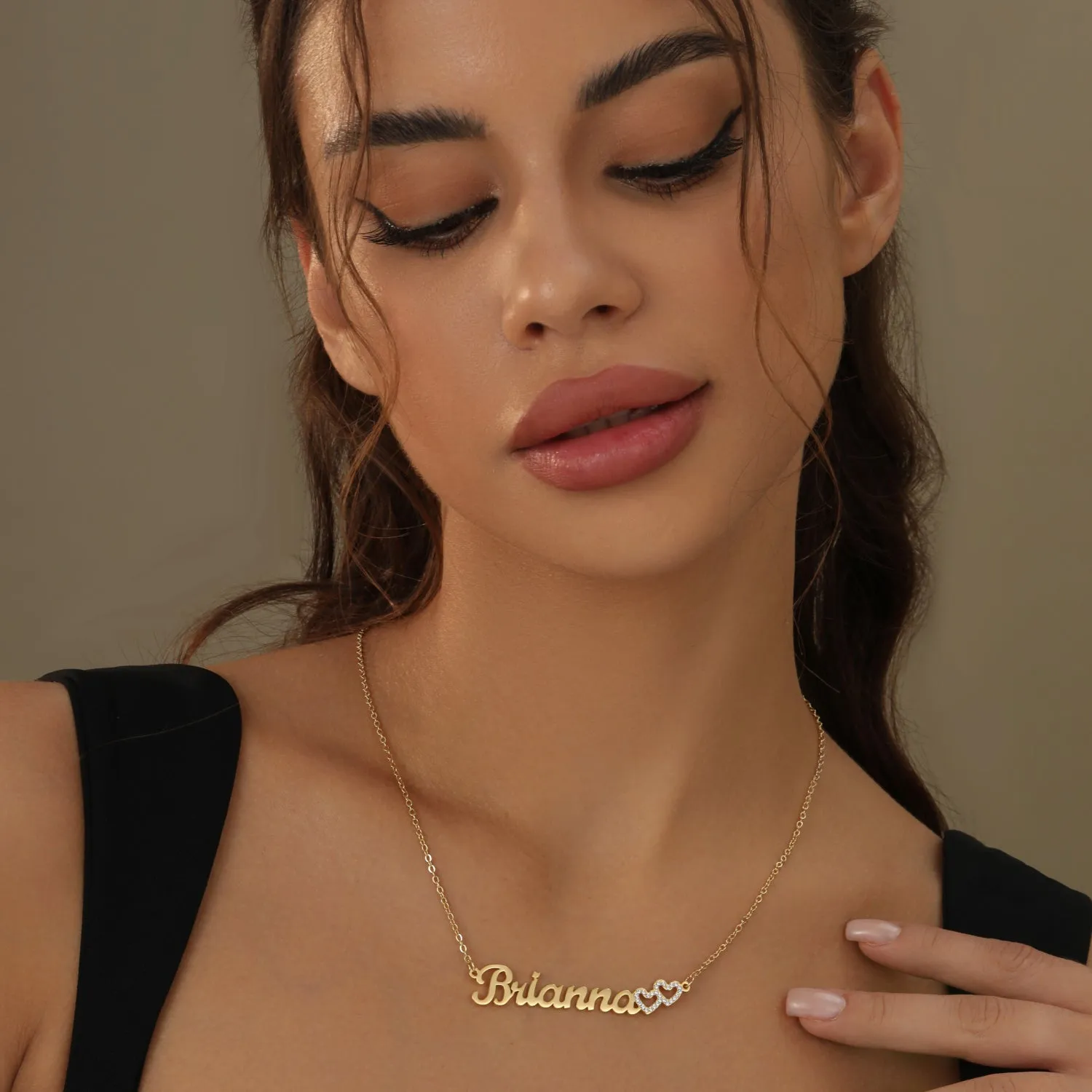 Iced Hearts Name Necklace