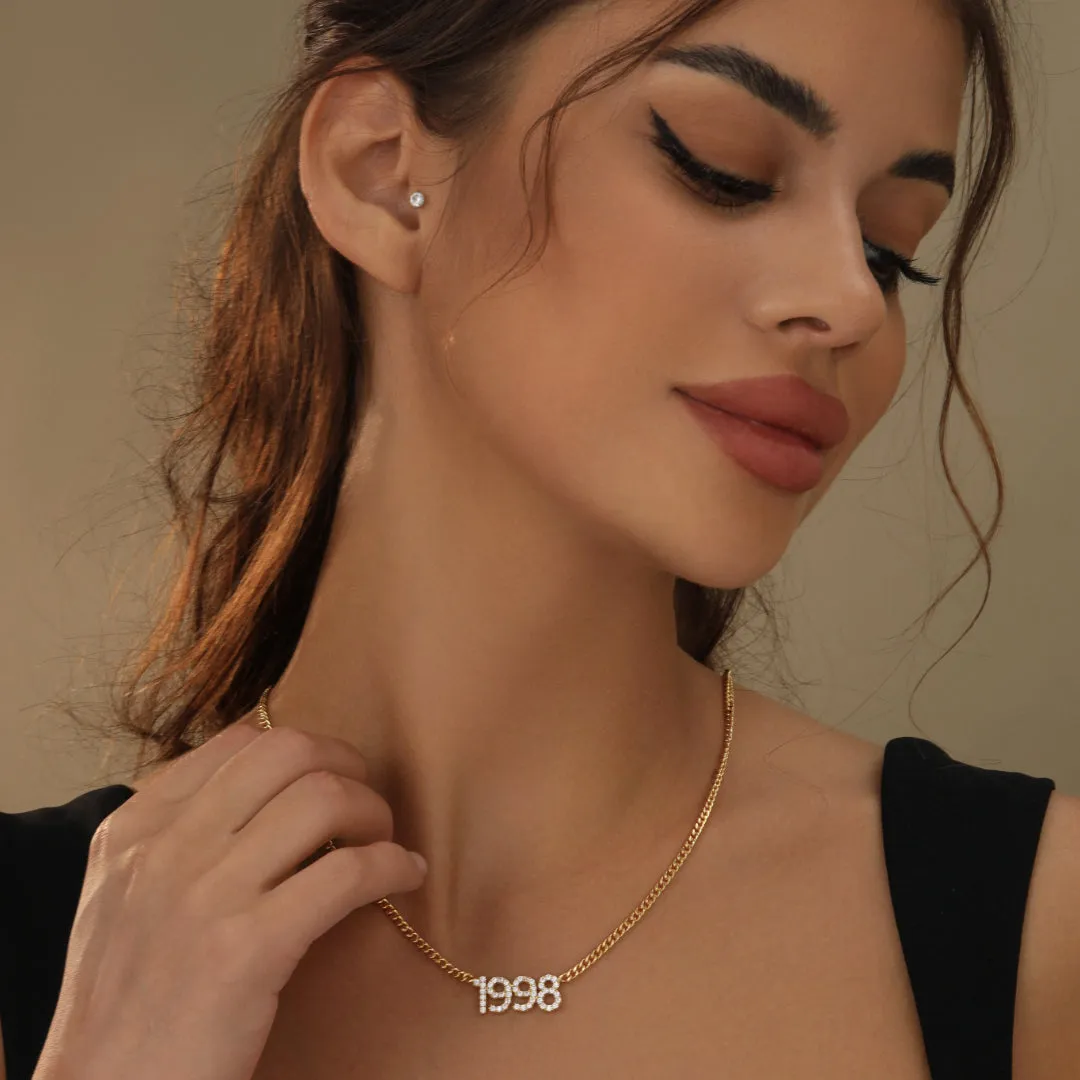 Iced Year Necklace w/ Cuban Chain
