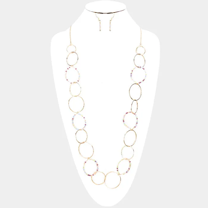 iLLASPARKZ Beaded Hoop Metal Hoop Link Bib Long Necklace