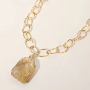iLLASPARKZ Faceted Stone Pendant Chunky Chain Statement Necklace