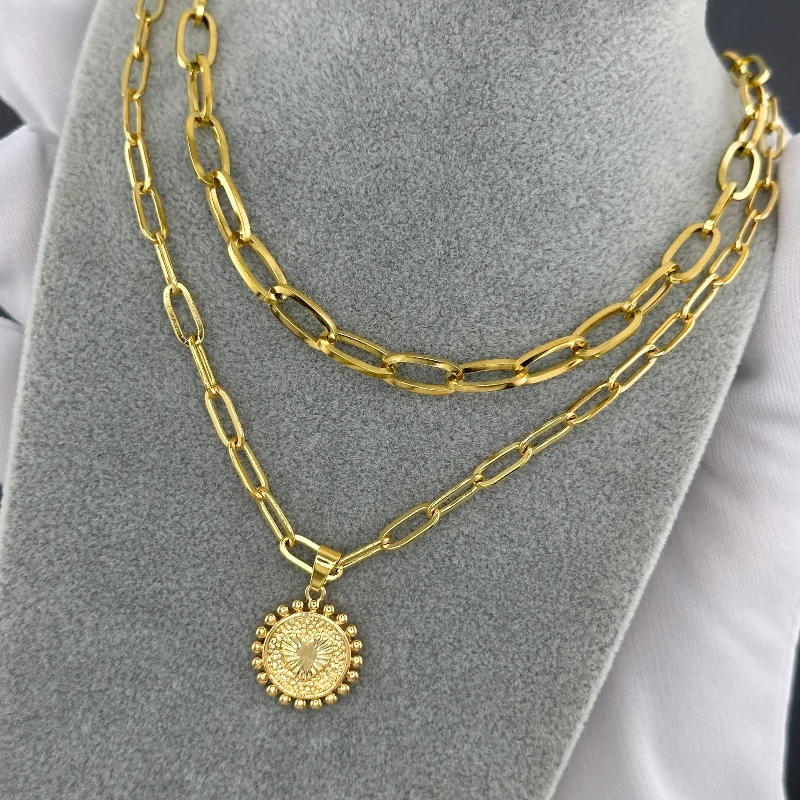 Initial Letter C Necklace in 18K Gold Plated Steel