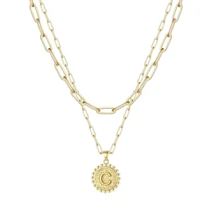 Initial Letter C Necklace in 18K Gold Plated Steel