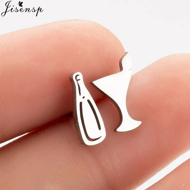 Jisensp Stainless Steel Ballet Earrings for Women Music Earing Fashion Tree of Life Stud Earring Girls Jewelry Kids Accessories
