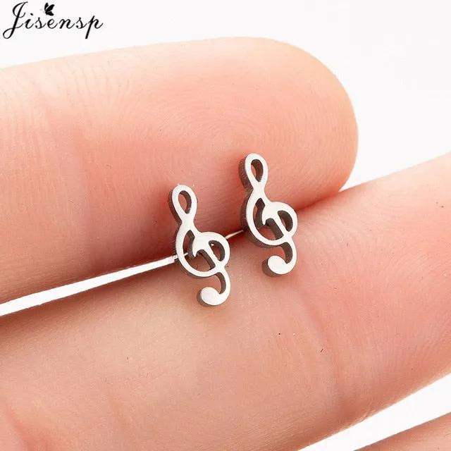 Jisensp Stainless Steel Ballet Earrings for Women Music Earing Fashion Tree of Life Stud Earring Girls Jewelry Kids Accessories