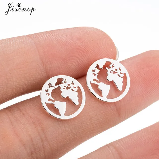 Jisensp Stainless Steel Ballet Earrings for Women Music Earing Fashion Tree of Life Stud Earring Girls Jewelry Kids Accessories