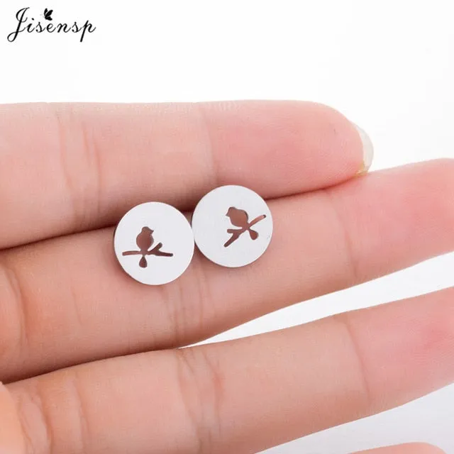 Jisensp Stainless Steel Ballet Earrings for Women Music Earing Fashion Tree of Life Stud Earring Girls Jewelry Kids Accessories