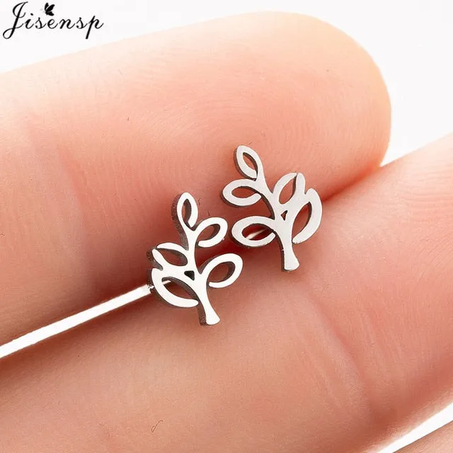 Jisensp Stainless Steel Ballet Earrings for Women Music Earing Fashion Tree of Life Stud Earring Girls Jewelry Kids Accessories