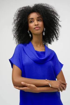 Joseph Ribkoff Ladies Royal Sapphire Gauze Cowl Neck Straight Top