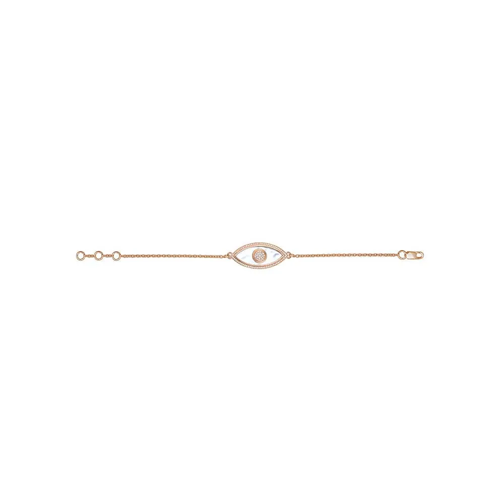 Kaj Fine Jewellery Large Marquise Evil Eye Diamond inlay Chain Bracelet in 14KT Yellow Gold