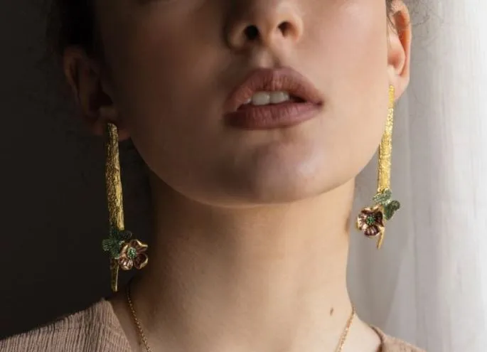 Kalliope Butterfly & Flower Earrings | Greek Crafted