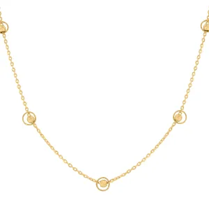 Keene Jewelers 14kt Yellow Gold Womens Polished Circle Beaded Necklace Size 18 Inches