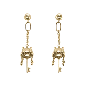 Key Drop Earrings in Gold