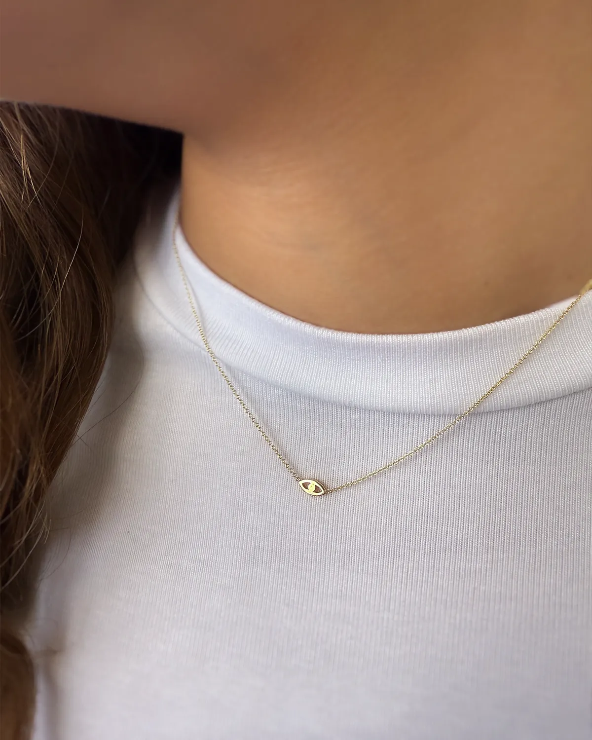 Kids 14k Gold Mini Evil Eye Necklace