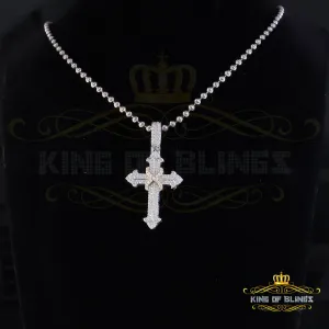 King Of Bling's 925 Sterling white Silver 1.50ct VVS D Clr.Moissanite Cross Pendant Men/ Women.