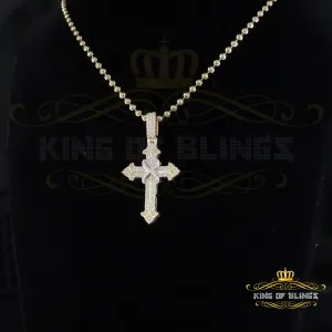 King Of Bling's 925 Sterling Yellow Silver 1.50ct VVS D Clr.Moissanite Cross Pendant Men/ Women.