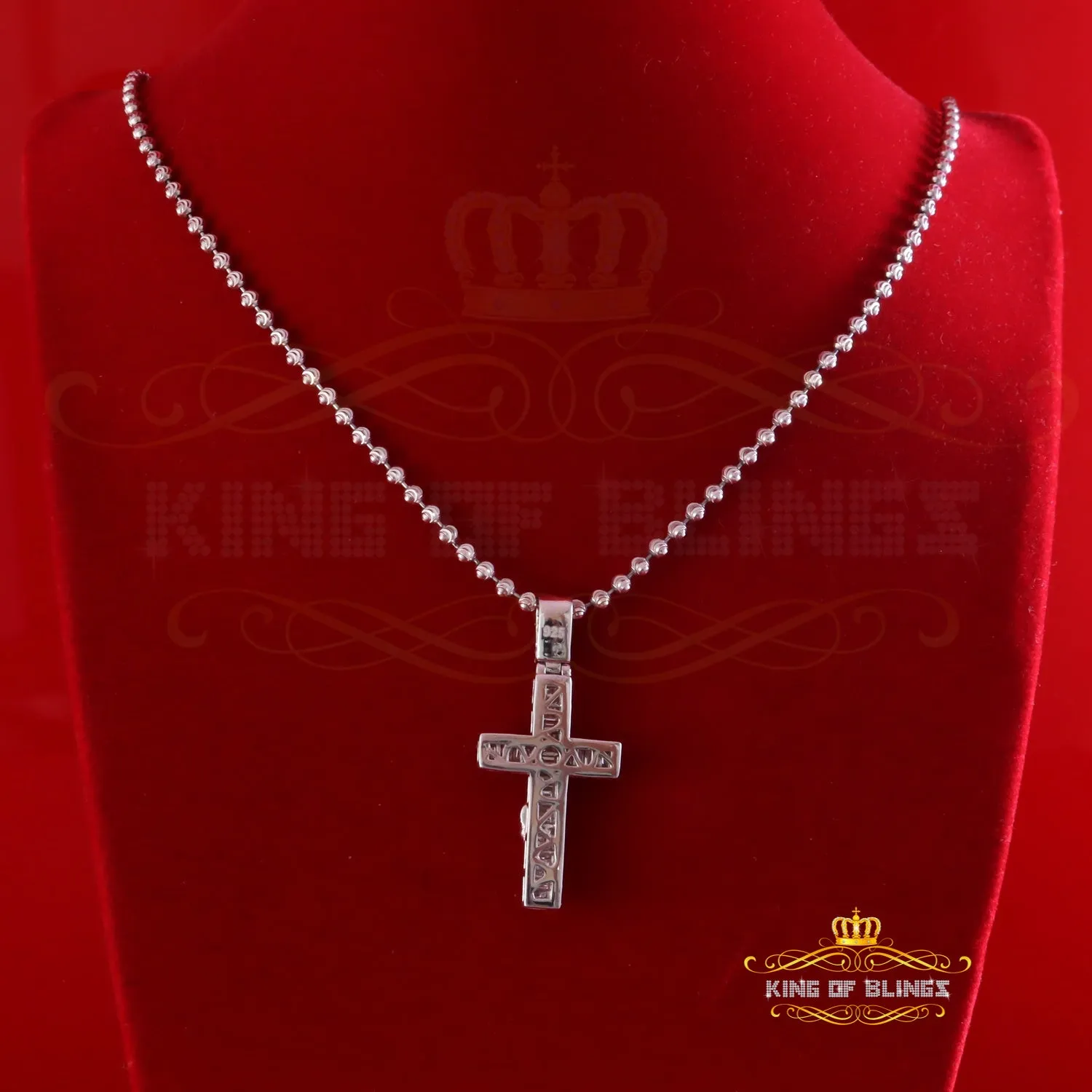King Of Bling's New Mens 2.25ct VVS D Clr. Moissanite Baguette Jesus Cross Pendant White Silver