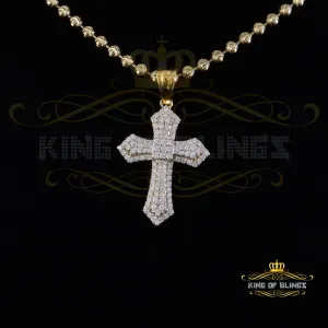 King Of Bling's New Pantone 925 Yellow Sterling Silver 1.00ct VVS D Clr. Moissanite Cross Pendant
