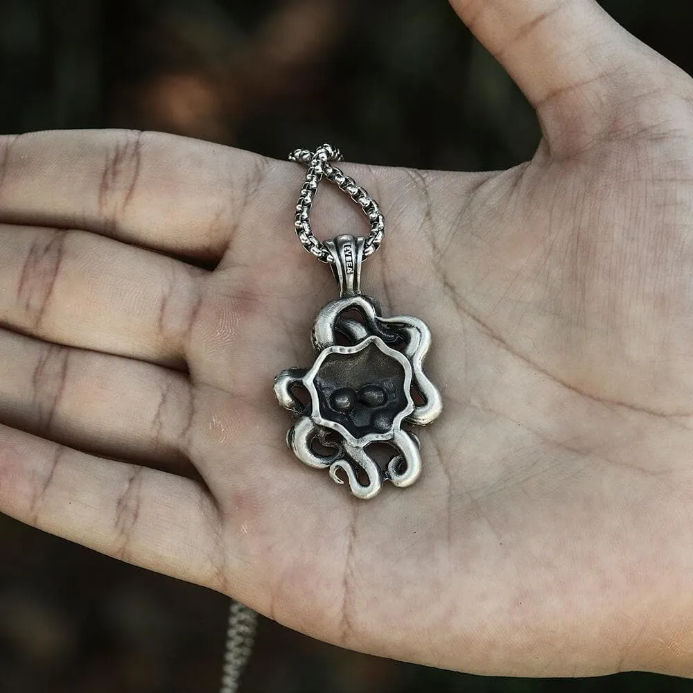 Kraken Octopus Pure Tin Skull Necklace