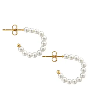 Kris Nations Freshwater Pearl Huggie Post Hoop Earrings - Gold
