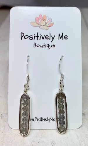 Labradorite and Sterling Silver Oval Framed Earrings