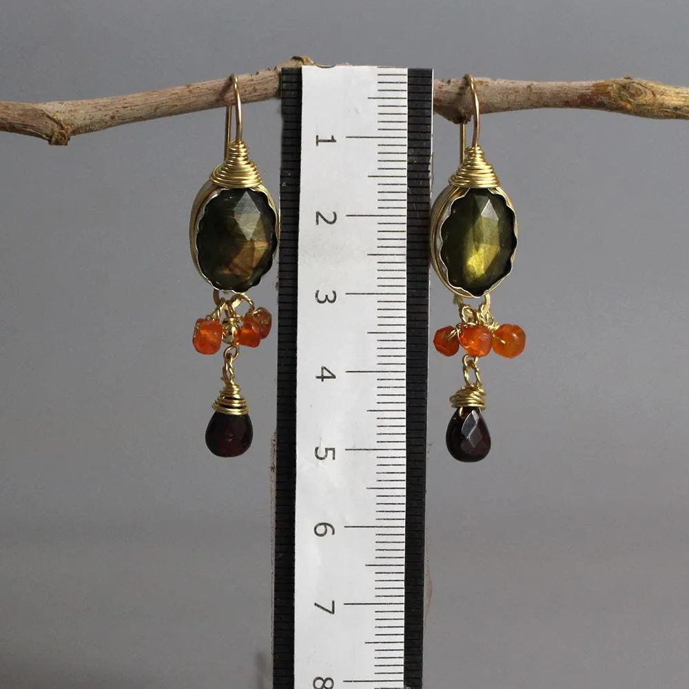 Labradorite Carnelian Garnet Ronit Earrings