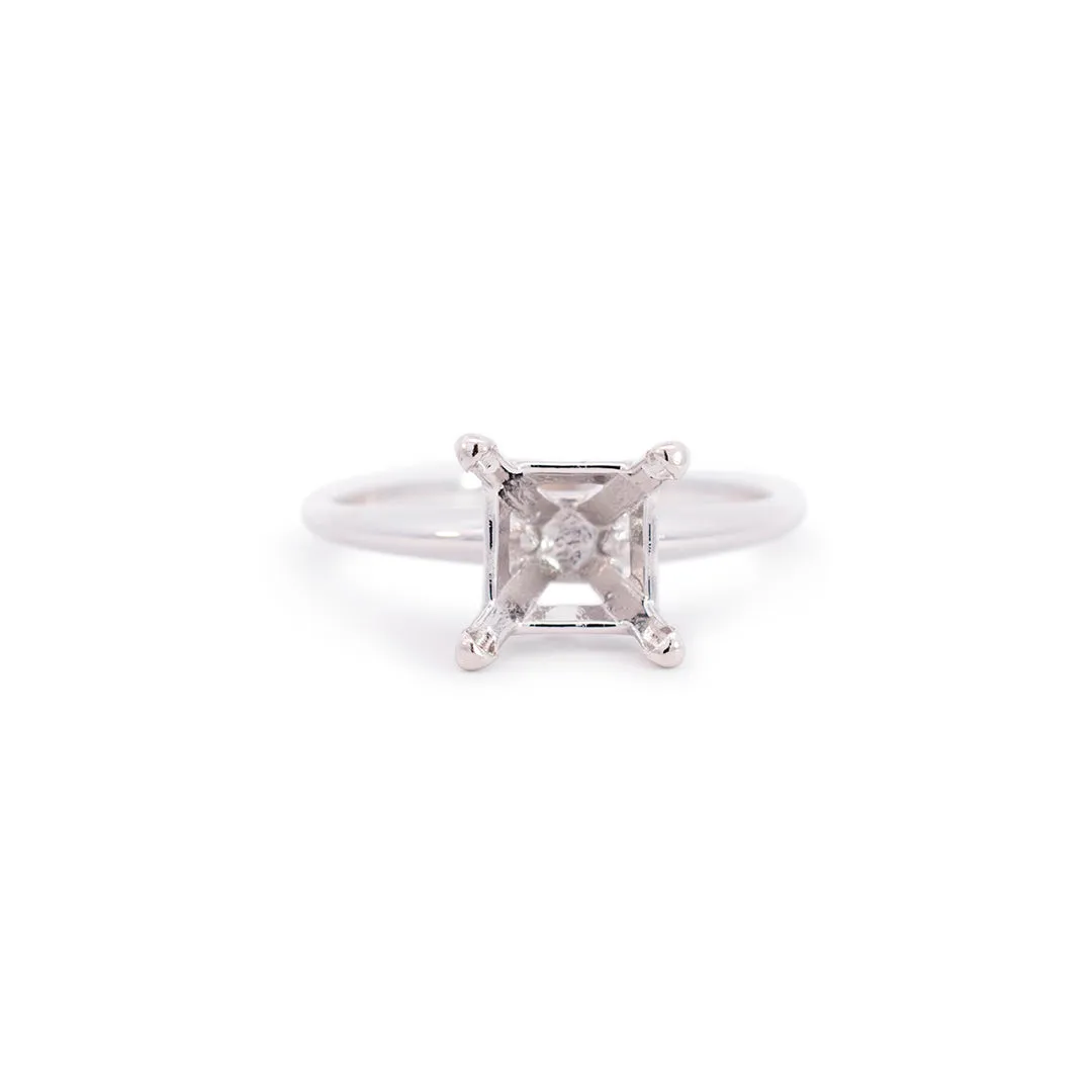 Ladies 14K White Gold Solitaire Semi-mount Engagement Ring